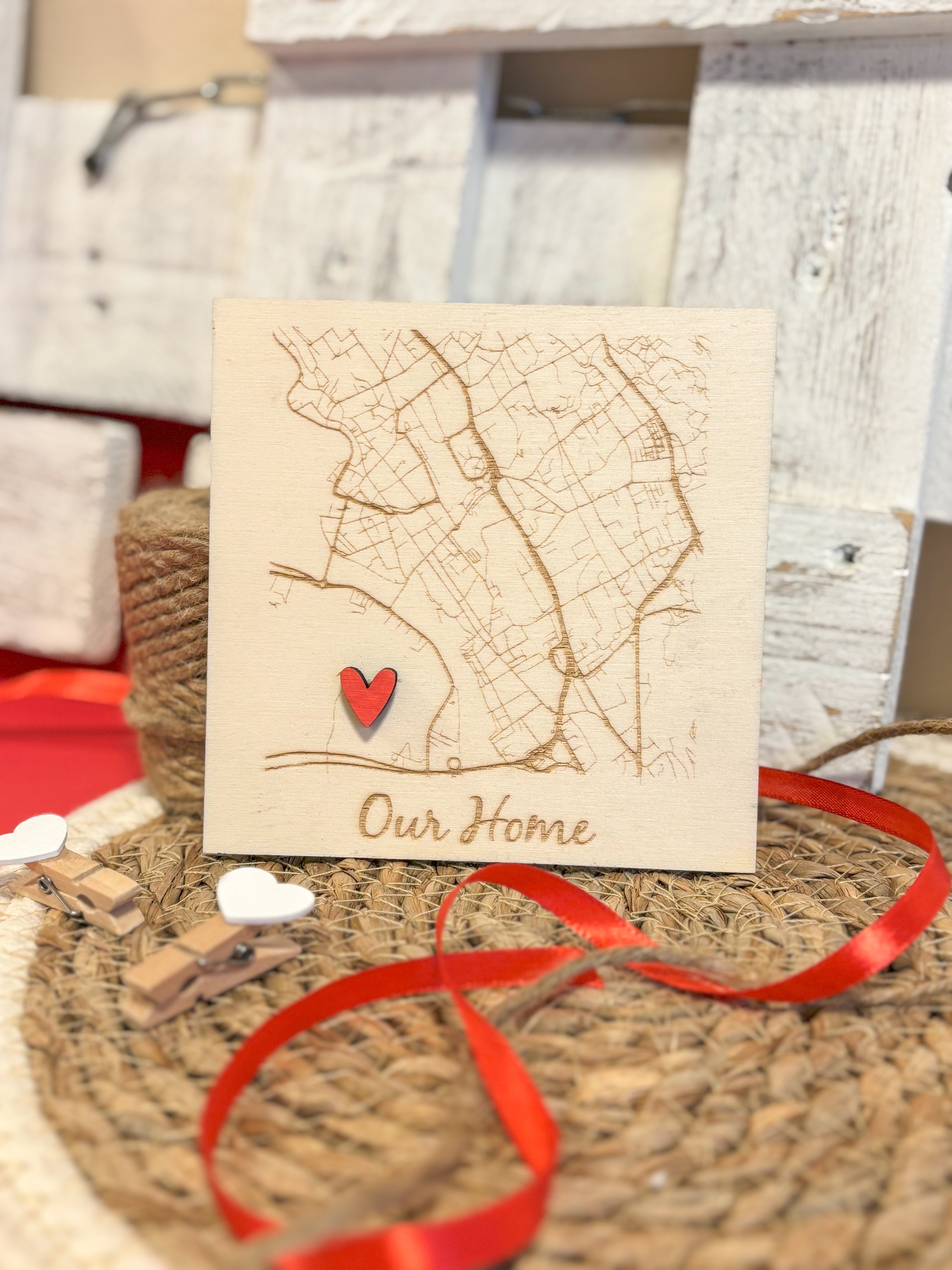 Quadretto in legno con mappa