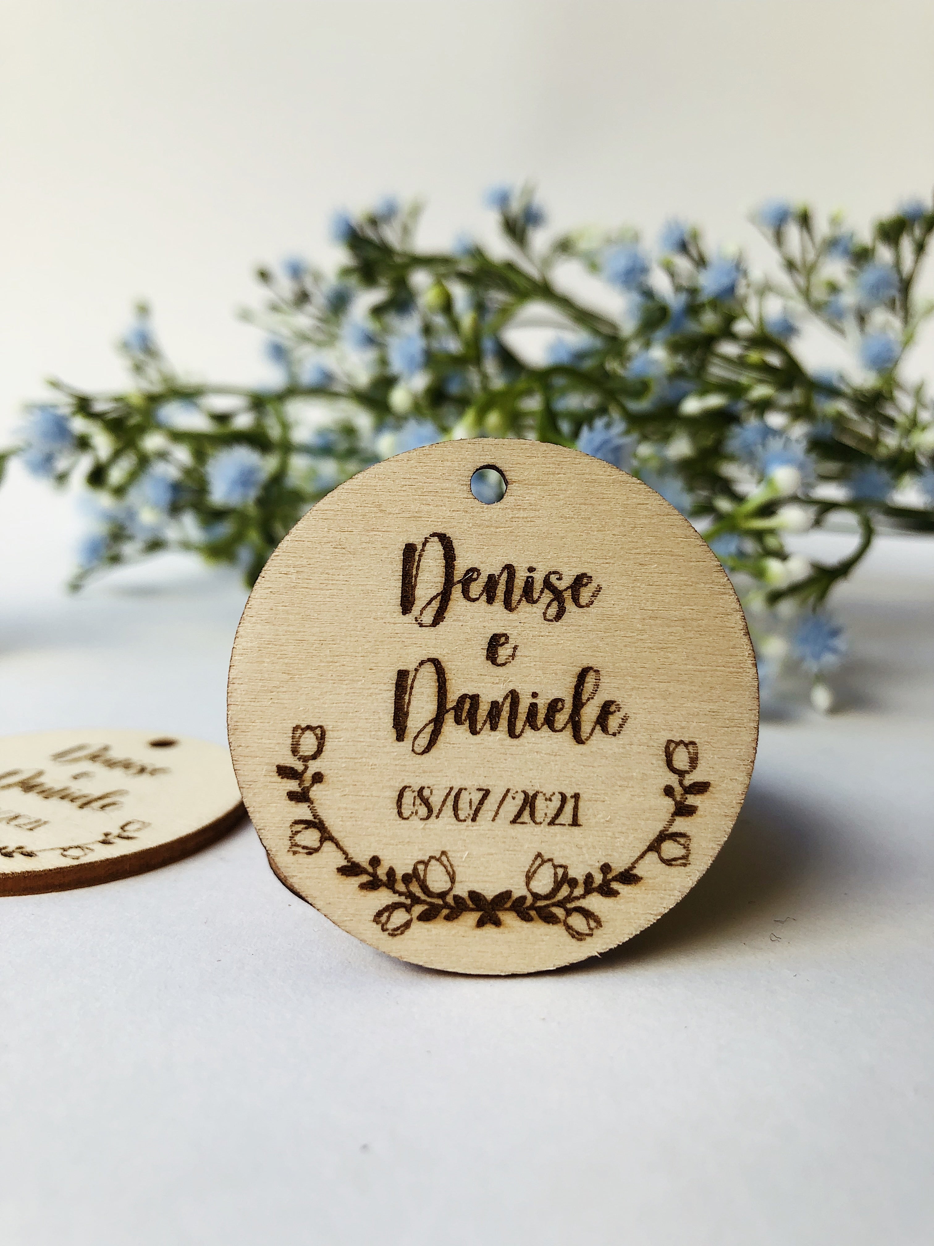 Tag in legno per battesimo, comunione e cresima